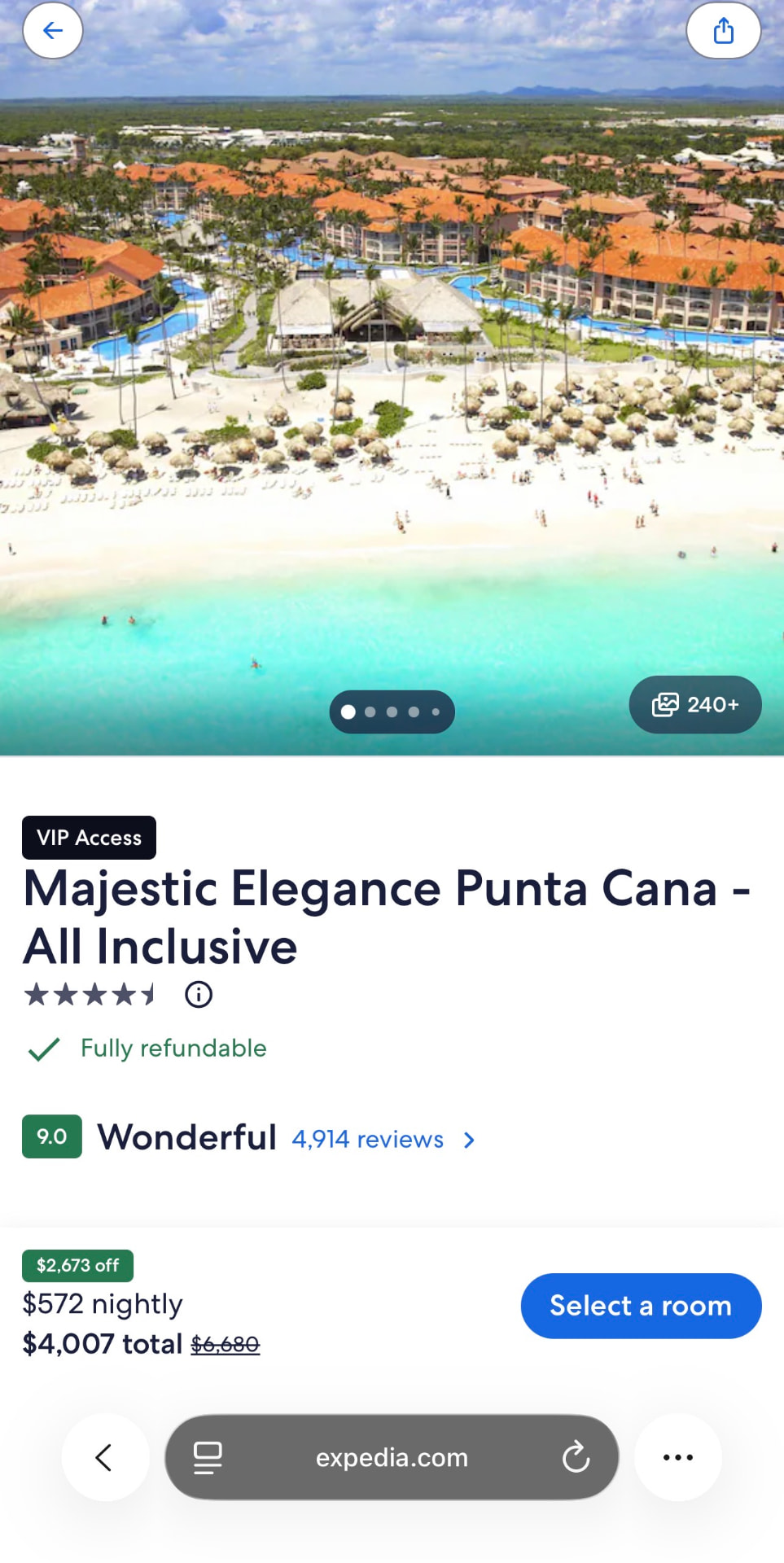Public booking site price for Majestic Elegance Punta Cana — All Inclusive